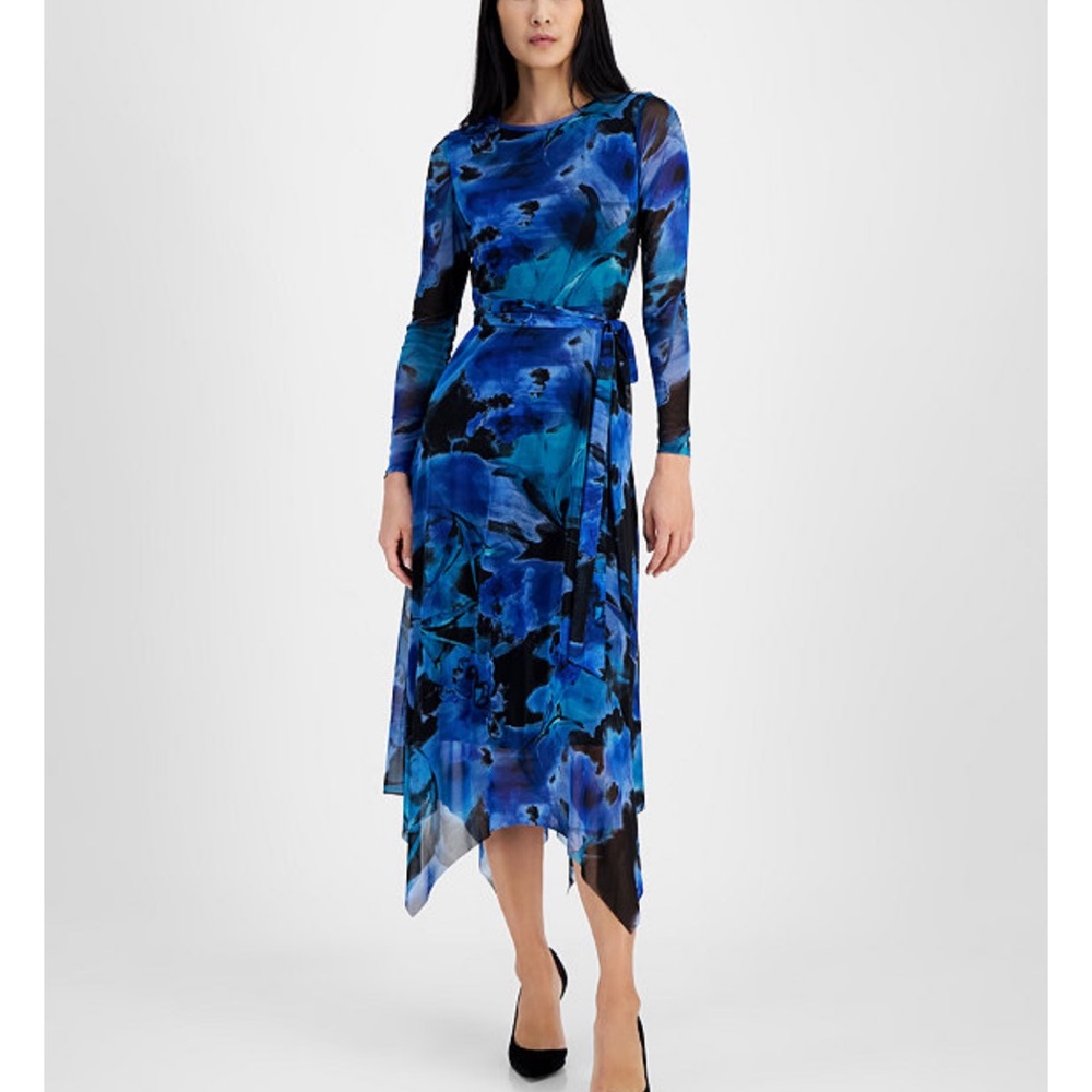 Anne Klein Petite Blue Printed Dress